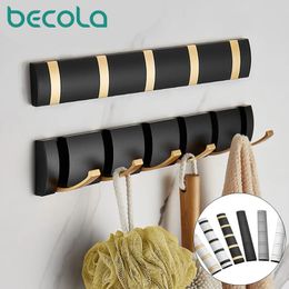 Becola Door Hanger Clothes Hook Towel Holder Wall mounted Racks For Towels Golden Bathroom Accessories Bag Hangers Small Hooks 240428