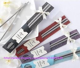 100Pairslot 200pcs East Meets West Stainless steel chopsticks Chinese style wedding Wedding Function Favours gifts DHL FEDEX Fre2913679