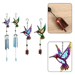 Decorative Figurines 1pcs Wind Chime Hummingbirds Dragonflies Metal Glass Painted Crafts Hanging Pendants Bell Home Courtyard Decors