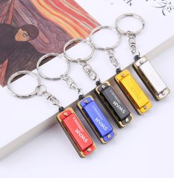 Fashion Music Design Keychain Mini Harmonica Keyring Car Mouth Organ Pendant for Bag Key Ring Gift5553901