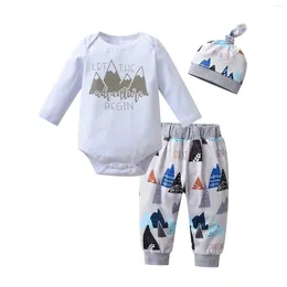 Clothing Sets Born Baby Boy Fashion Clothes Set Thin Cotton Long Sleeve Romper Bodysuit Onesie Top And Pants Hat 3pcs Infant Boys Suit