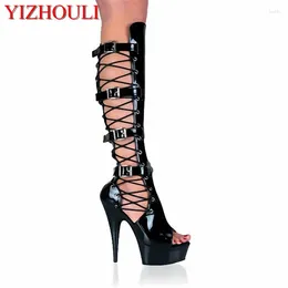 Dance Shoes Roman Hollow-out Style Performance Boots 15 Cm Sexy Model High-heel Dancing