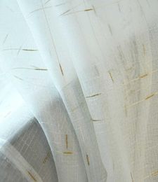 Modern Linen Tulle Curtain Window Screening Drapes for Living Room Gold Plaid Sheer Voile Curtains for Kitchen Blind Home Decor 213682506