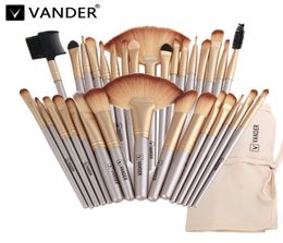 Vanderlife 32Pcsset Champagne Gold Oval Makeup Brushes Professional Cosmetic Make Up Brush Kabuki Foundation Powder Lip Blending 5377918