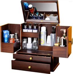 Storage Boxes Cosmetics Organiser Skin Care Box&beauty For Makeup And Skincare (brown)