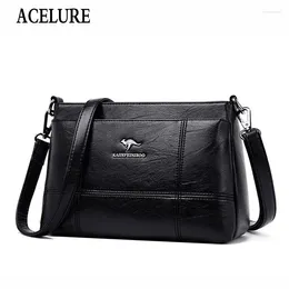 Bag ACELURE Solid Colour PU Leather Small Shoulder Bags For Women Ladies Black Red Zipper High Capacity Shopping Party Purse