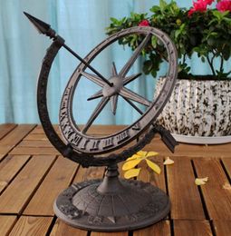 Round Cast Iron Roman Calendar Sundial Decor Ornaments Lawn Garden Yard Desk Home Arts Sundials Vintage Metal Crafts Brown Retro G6355552