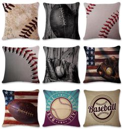 American Football Baseball Rugby Series Cushion Cover Cotton Linen Pillowases Home Decorative Pillow For Sofa Car Cojines Cushion7485566