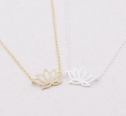 Fashion plant lotus Pendant plated gold silver Necklace for women gift Whole9504923