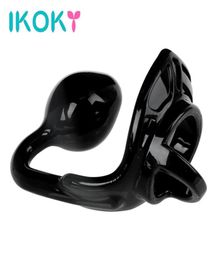 IKOKY Anal Plug with Penis Ring Prostate Massager Soft Silicone Butt Plug Sex Toys For Men Male Masturbator Delay Ejaculation Y1893670310
