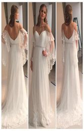 Real Image Chiffon Beach Wedding Dress Sexy Spaghetti Straps Crystal Sash Country Bridal Gowns 2018 wedding guest Party Gowns vest9623165