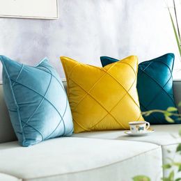 Pillow Velvet Nordic Sofa Pillows Luxury Satin For Living Room Car Decorative 45x45 30x50 Yellow Blue