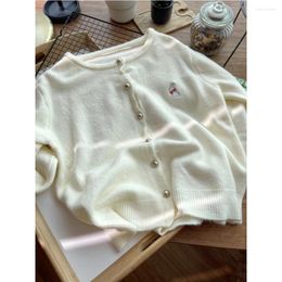 Women's Knits Women Spring Versatile Cardigan Coat Embroidery Long Sleeve One Breasted Soft Knitting Jackets Female Casual Tops