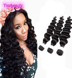 Malaysian Human Hair Loose Deep Three Bundles Natural Color 3 Bundles Hair Extensions Double Wefts 1026inch2879167