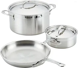 Cookware Sets ProBond Collection Professional Clad Stainless Steel 5-Piece Ultimate Set Easy To Clean By Preventing Food Built Up