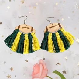 Dangle Earrings Lightweight Hook Rugby-shaped Colourful Tassel Football For Women Funny