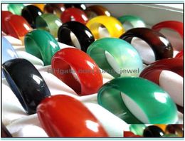 20Pcs/Lot Men Women Mticolor Smooth Solid Jade Ring Lady Beau Agate Natural Gem Stone Charm Jewelry Lover Xmas Gift Great Drop Delivery 22962543