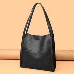 Trend Women Simple Bag Female Luxury Shoulder Bags Lady Soft Leather Designer Tote Bucket Branded Large Handbag Purses 240419