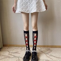 Women Socks Bow Red Black Hollow Stovepipe Cosy Pantyhose Youthful Twerk Cosplay Chic Net Transparent Effect Skin Color