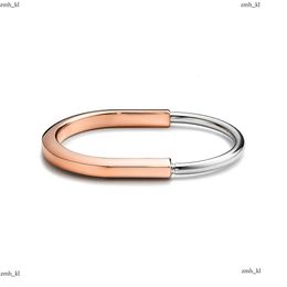 Tiffanyjewelry Designer Charm Bracelets High Quality Trend Brand Luxury Jewellery Bangles for Women Classics Geometric Zircon Lock Rose Gold 610