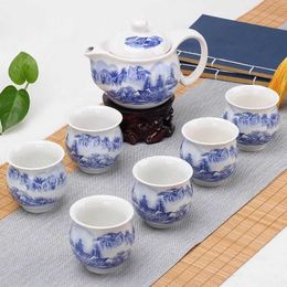 Teaware Sets Double ceramic teaware set 1tea pot + 6cups exquisite teapot kettles tea cup porcelain chinese kung fu tea set drinkware