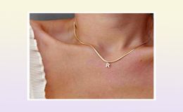Inlaid Zircon Letter Initial Pendant Necklace For Women Gold Chain Cute Charms Collier Alphabet Necklaces Jewelry Friends Gift2214757