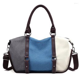 Shoulder Bags Fashion Women Contrast Colour Stitching Canvas Bag Casual All-match Large-capacity Messenger Handbag