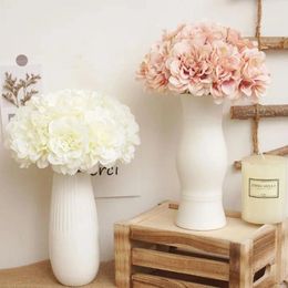 Decorative Flowers 5 Heads Artificial Peony Silk Simulated Wedding Bridal Bouquet Floral Arrangement Home Table Decor