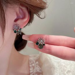 Stud Earrings Lovelink Sweet Pink Flower Rhinestone For Women Cute Green Crystal Geometric Earring Girls Fashion Jewellery
