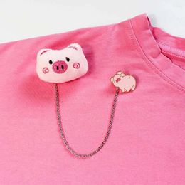 Brooches Lovely Couple Animals Fluff Dinosaur Pig Plush Coat Accessories Cartoon Badge Pin Fashion Jewellery