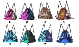 Fashion Mermaid Sequin Backpack Sequins Drawstring Bags Reversible Paillette Travel Backpack Glitter Shoulder Bags Travel Bag6220009