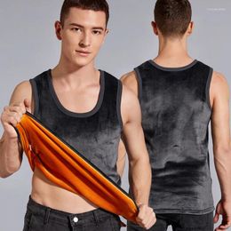 Men's Tank Tops Winter Velvet Top Men Gyms Sleeveless Male Workout Fitness Bodybuilding Elasticity Warm Undershirt Gilet