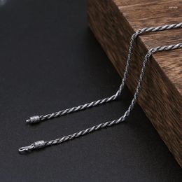Chains UMQ S925 Silver Man And Woman Necklaces Vintage Thai Hand-Woven Rope Classic Collarbone Chain All-Match Sweater
