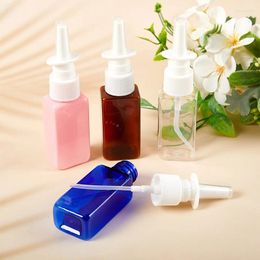 Storage Bottles 30ml Empty Plastic Square Bottle Pump Sprayer Mist Nose/Nasal Spray Refillable Containers Nose