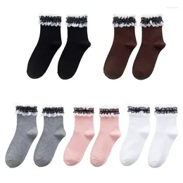Women Socks JK Cotton Casual Female Sock For Trendy Lace Middle Tube Girls