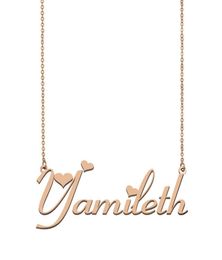 Yamileth Name Necklace Custom Nameplate Pendant for Women Girls Birthday Gift Kids Friends Jewelry 18k Gold Plated Stainless 7664426