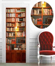 77x200cm 3D Vivid Retro Bookcase Wall Stickers DIY Mural Study Room Classroom Library Door Poster PVC Waterproof Sticker9553121