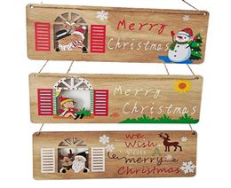 Christmas Decorations Wooden Plaque Hanging Pendants Home Decorative Santa Claus Merry Tree Ornaments Happy Year5442800
