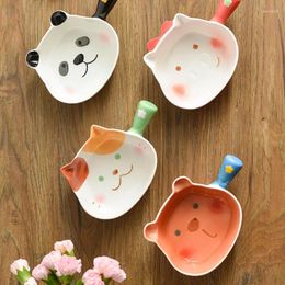 Bowls Creative Ceramic Soup Bowl Cute Cartoon Animals Handle Household Instant Noodles Rice Tableware