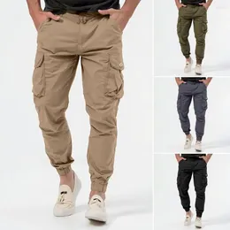 Men's Pants Men Cargo With Multiple Pockets Soft Breathable Fabric Ankle-banded Design For Comfortable All-day Wear Solid