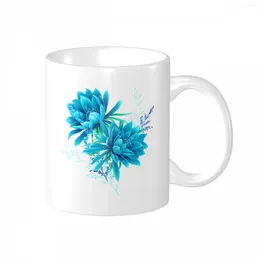 Mugs Blue FlowerPersonalized MugFlower Custom Text Po Name Gift Coffee Funny Day Ceramic