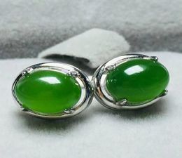 Drop Women039s Earring Dangler Green Nephrite Jade Egg Eardrop Gift for Female039s Fine Jewelry6411373