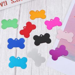 Dog Collars 10 Pcs 38mm Pet Tags For Dogs Id Tag Bone Shape Double Sided Cat Name Phone Number (10 Colors)