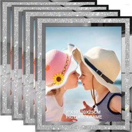 Frames 8x10 Picture Set Of 4 Glitter Po Frame For Tabletop Sliver Gifts Glass Horizontally Or Vertically Pos