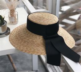 Retro Silk Ribbon Grass Braid Sun Hats Fashion Holiday Beach Hat Womens Wide Brim Hats High Quality Sun Hat Tide Fisherman Flat Ha4452187