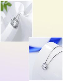 YHAMNI High Quality Solitaire White Zircon Chokers Necklaces 925 Silver Chain Simple Pendant Necklace Women Gift Jewelry D063255208