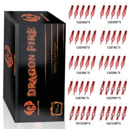 DRAGONDFIRE Tattoo Cartridge Needles 50PCS Mixed RS RL RM M1 with Membrane Safety Cartridges Disposable Tattoo Needle 240422