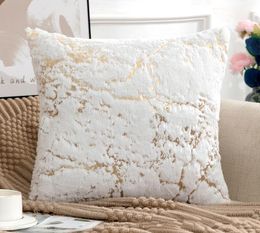 Garden Textile Golden Plush White Cushion 43x43 Decorative for Sofa Home Decor Pillow Case Gray Fur Cushion Cover5526776