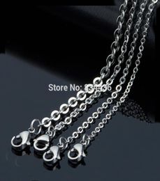 100pcs of 12mm 15mm 2mm 25mm 3mm 4mm 316L Stainless Steel Cable Chain Pendant Necklaces men women lady diy Jewellery whole 206758547