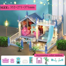 Doll House Accessories 3D assembly DIY doll house mini model doll house accessories villa princess castle LED lights girl birthday gift toy houseL2405